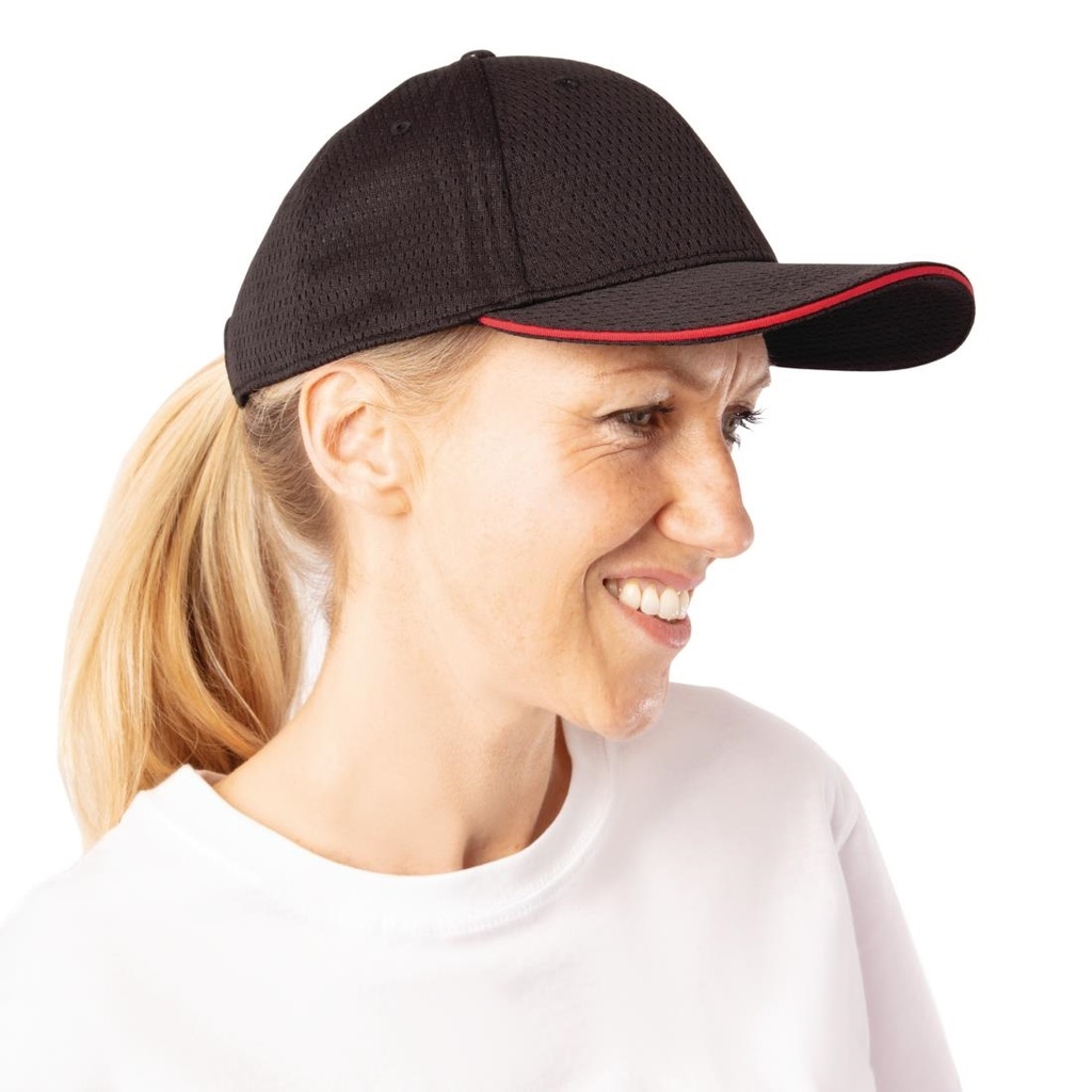 Casquette baseball Cool Vent Chef Works noire et rouge