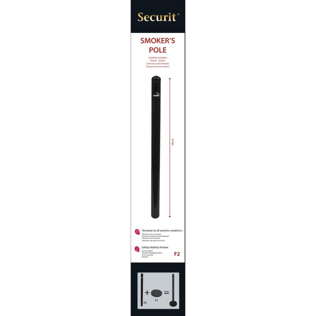 Cendrier poteau en inox noir Securit 1m