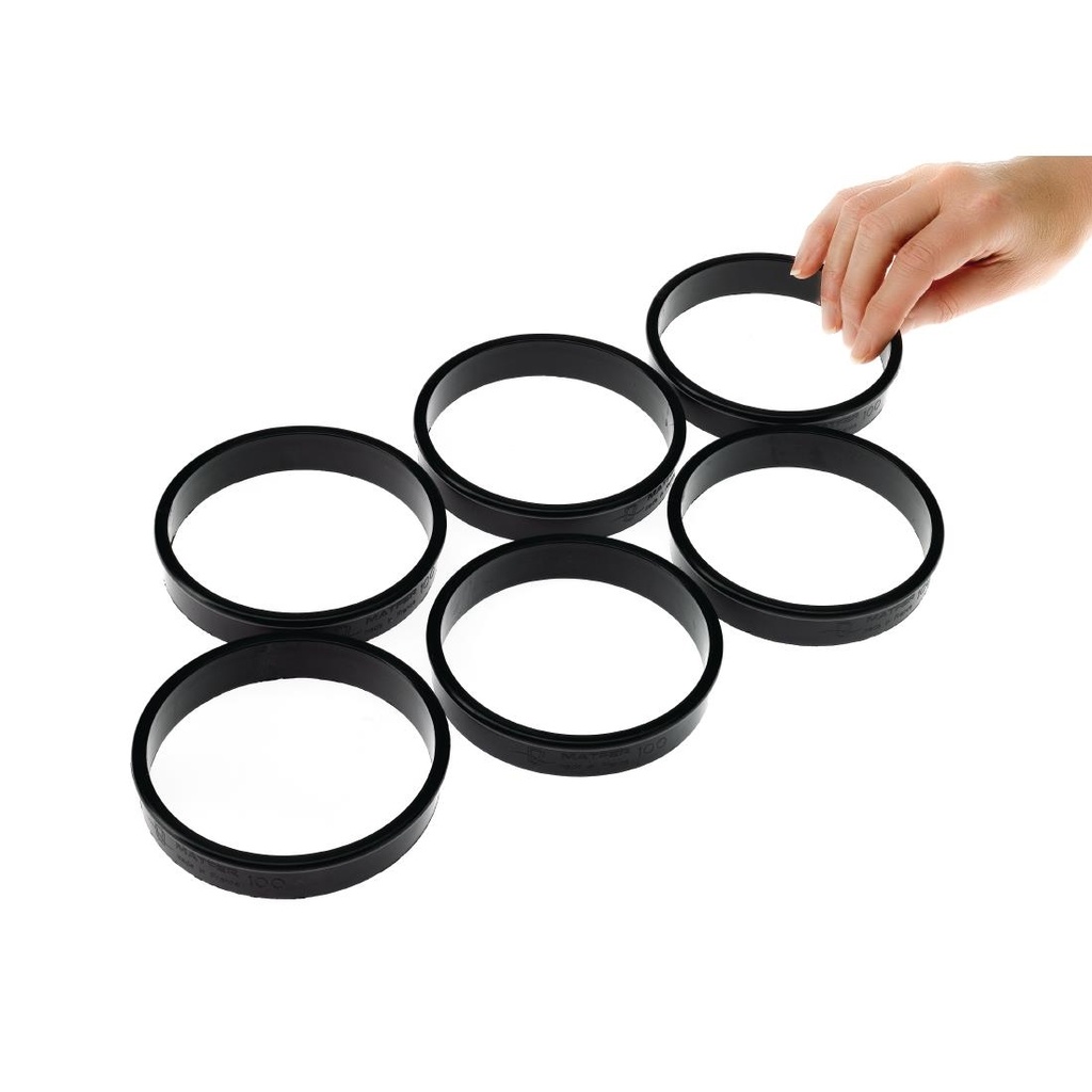 Cercles à tarte Exoglass Matfer Bourgeat 100 mm (lot de 6)