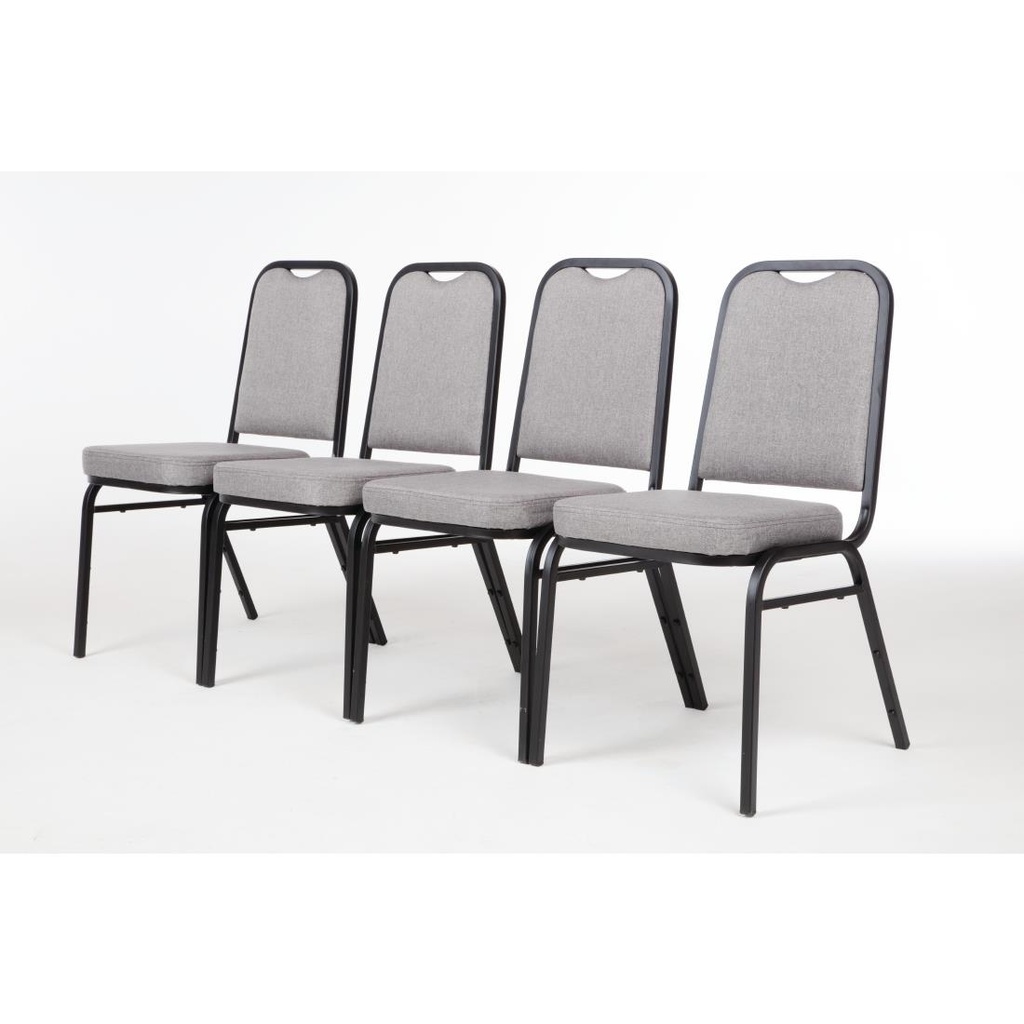 Chaise de banquet avec dossier carré et tissu gris Bolero lot de 4