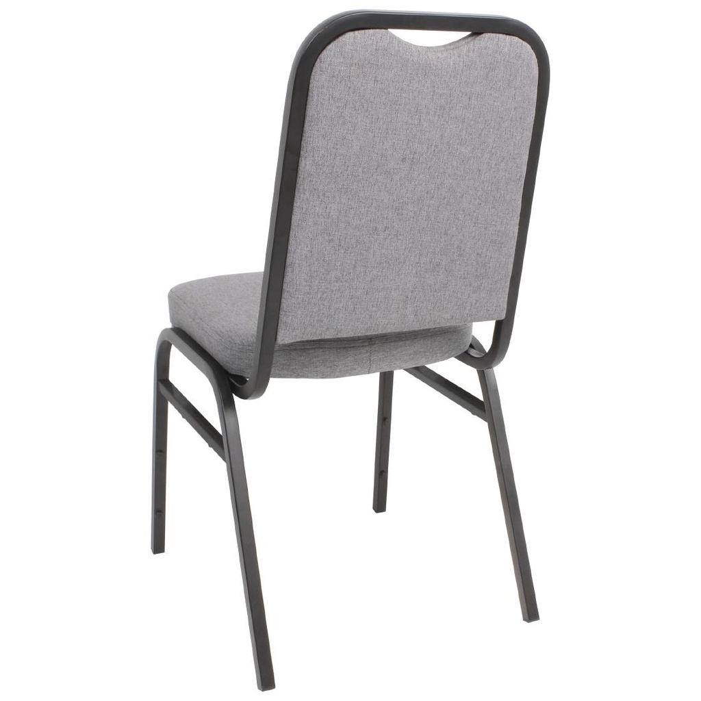 Chaise de banquet avec dossier carré et tissu gris Bolero lot de 4