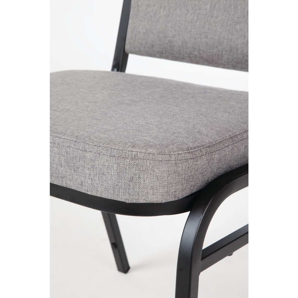 Chaise de banquet avec dossier carré et tissu gris Bolero lot de 4