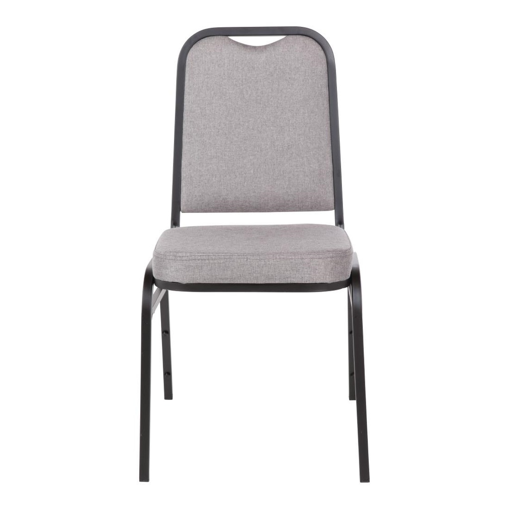 Chaise de banquet avec dossier carré et tissu gris Bolero lot de 4