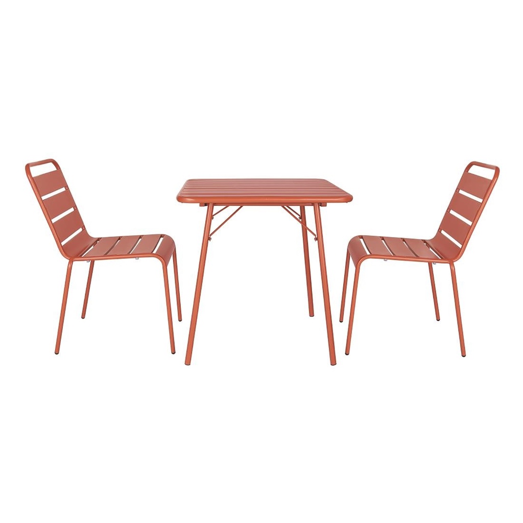 Chaises à lattes en acier Bolero terracotta (lot de 4)