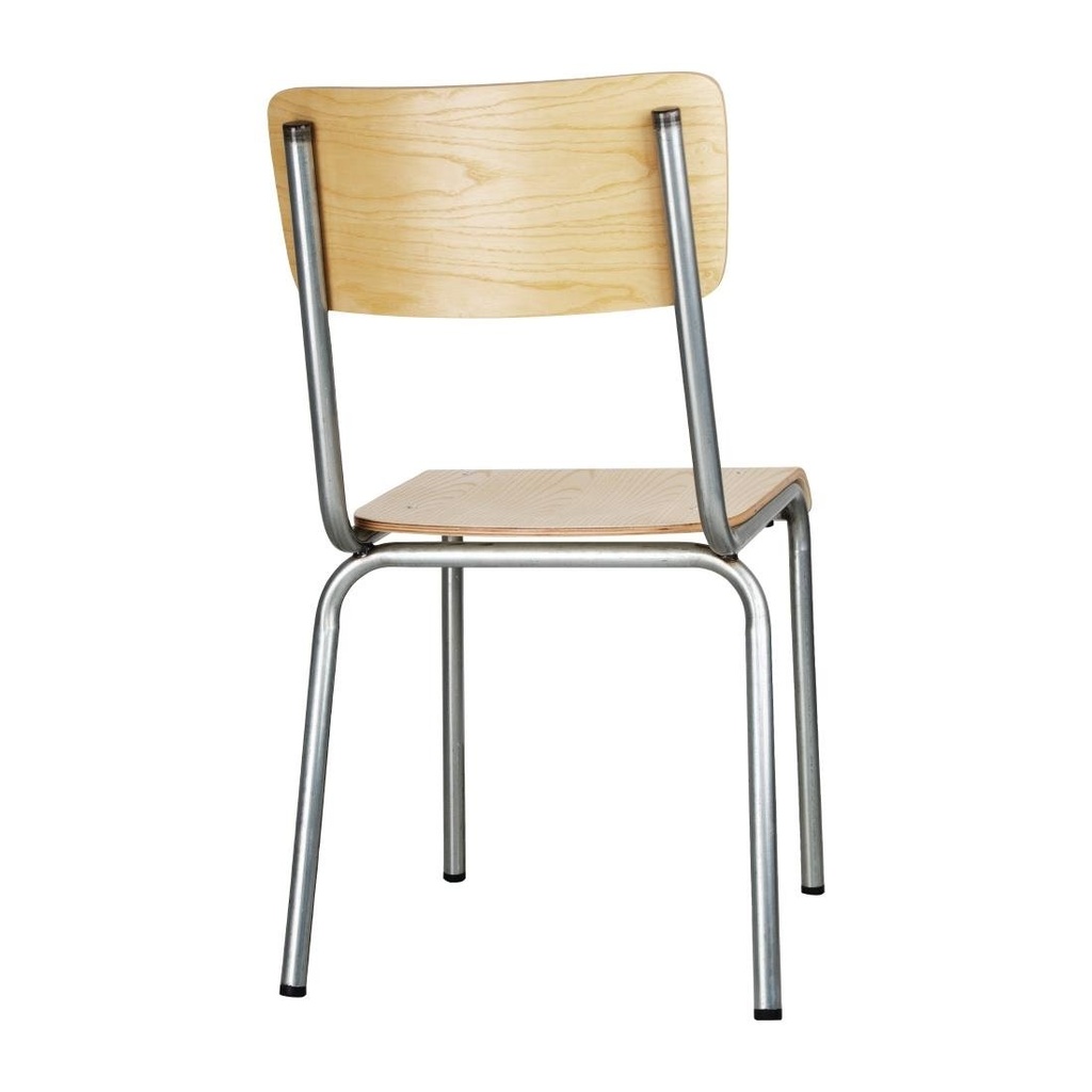 Chaises avec assise et dossier en bois Bolero Cantina galvanisées (lot de 4)