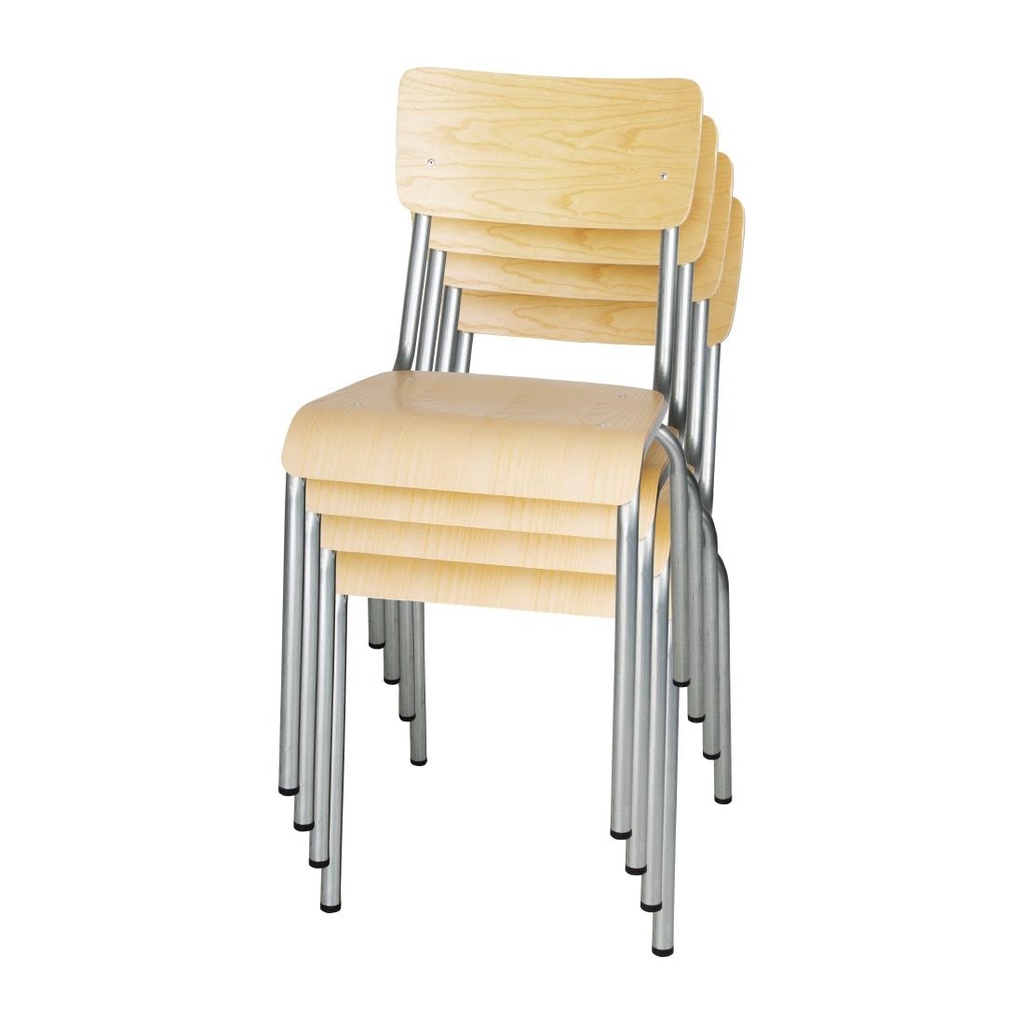 Chaises avec assise et dossier en bois Bolero Cantina galvanisées (lot de 4)