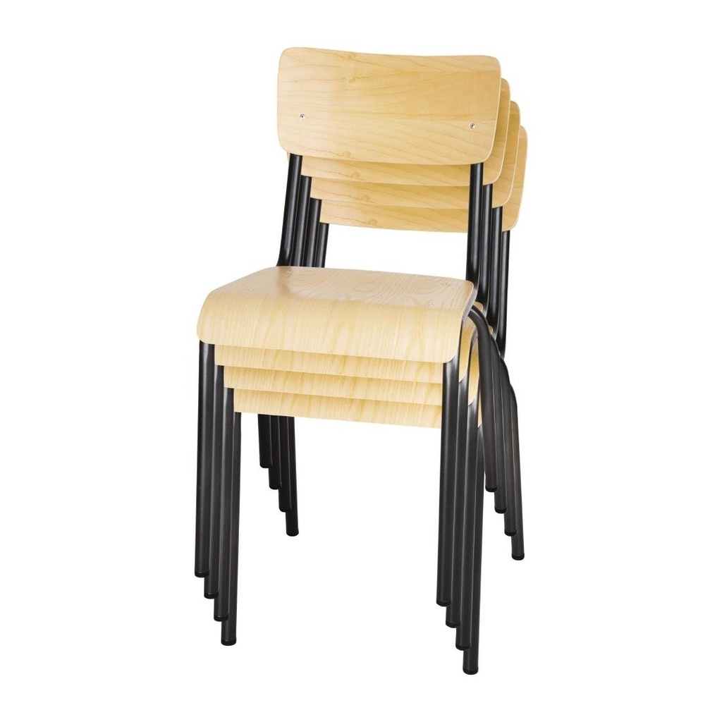 Chaises avec assise et dossier en bois Bolero Cantina gris métal (lot de 4)