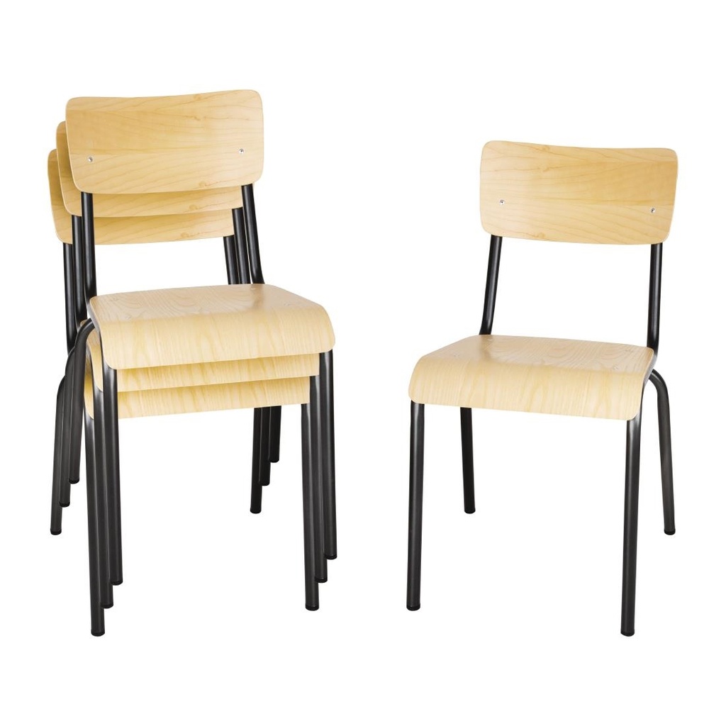 Chaises avec assise et dossier en bois Bolero Cantina gris métal (lot de 4)