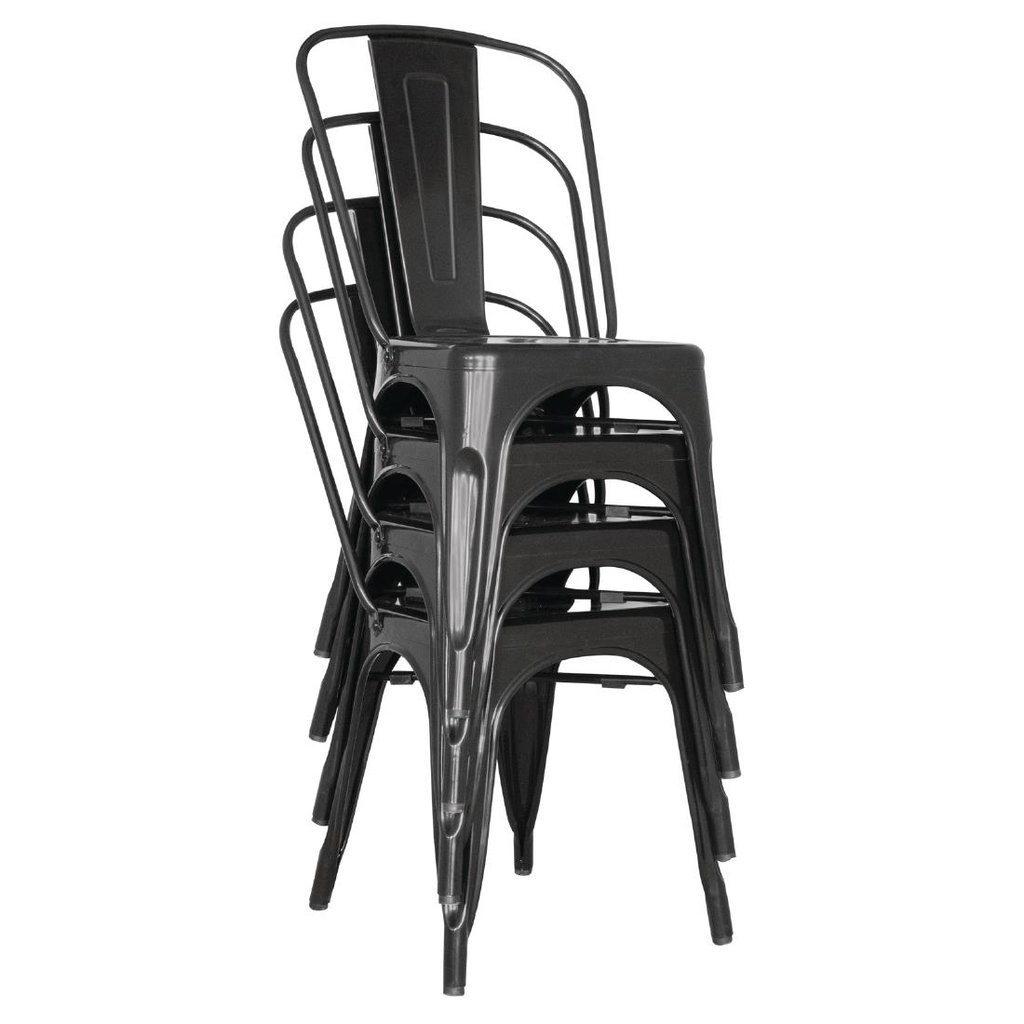 Chaises bistro en acier noir Bolero (lot de 4)