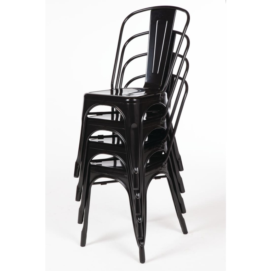 Chaises bistro en acier noir Bolero (lot de 4)