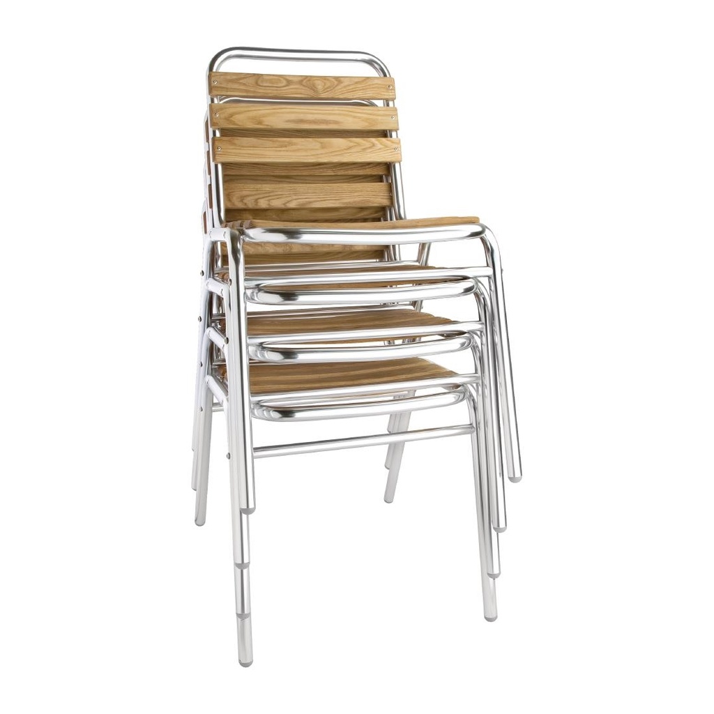 Chaises bistro frêne et aluminium Bolero (Lot de 4)