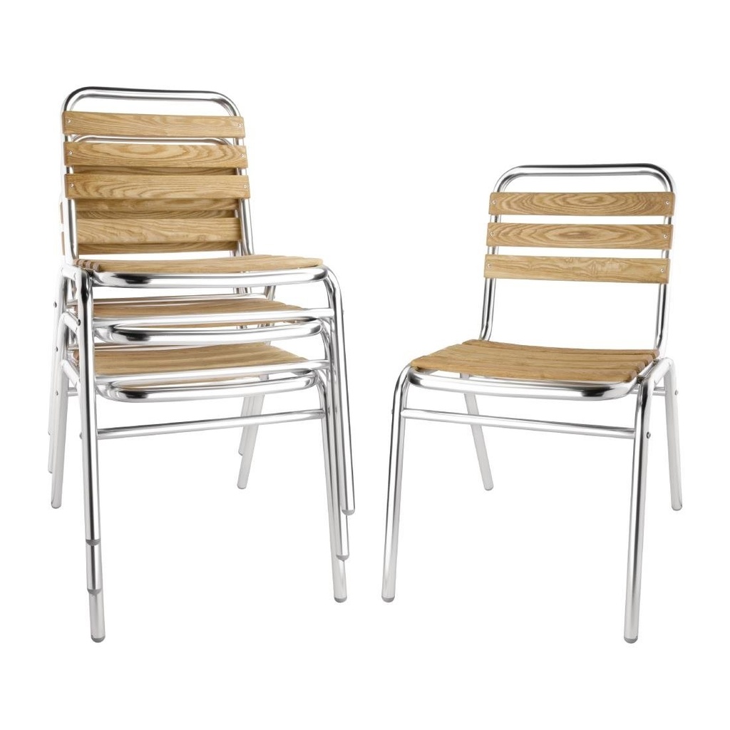 Chaises bistro frêne et aluminium Bolero (Lot de 4)