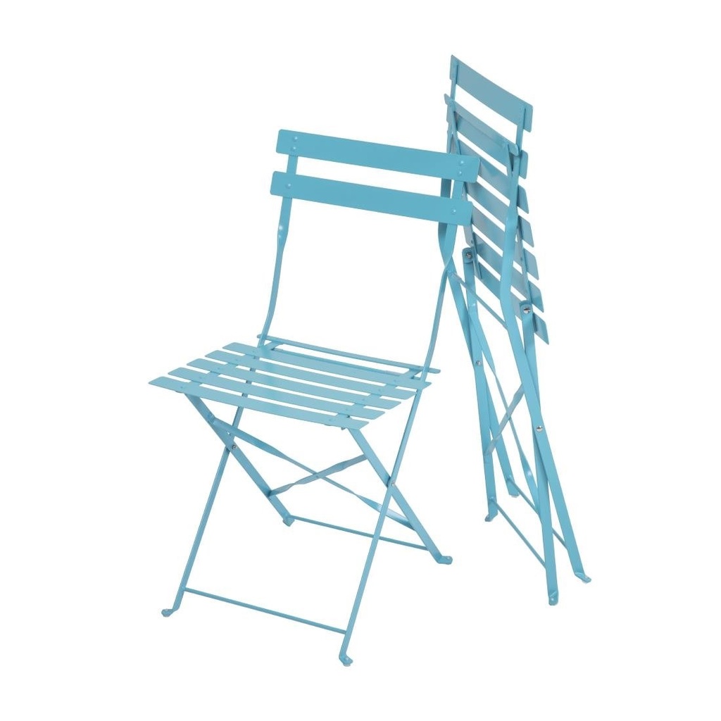 Chaises de terrasse pliantes en acier Bolero bleu turquoise (Lot de 2)