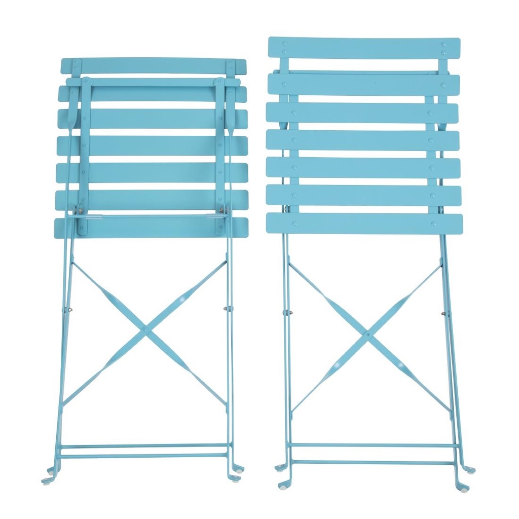 Chaises de terrasse pliantes en acier Bolero bleu turquoise (Lot de 2)