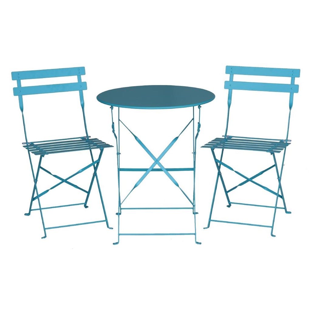 Chaises de terrasse pliantes en acier Bolero bleu turquoise (Lot de 2)