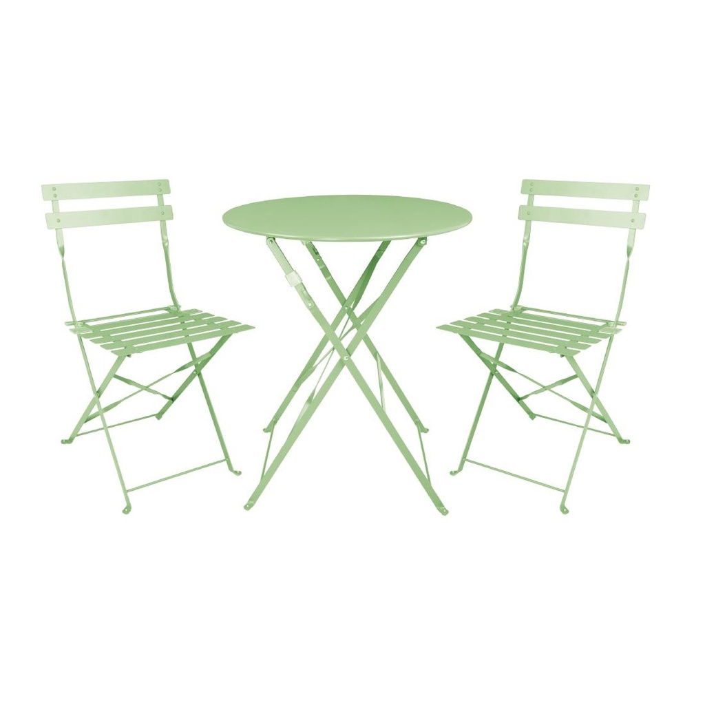 Chaises de terrasse pliantes en acier Bolero vert clair (Lot de 2)