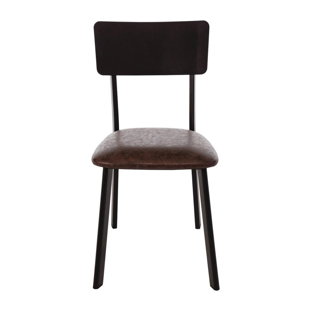 Chaises en metal assise PU moka vintage Bolero (lot de 4)