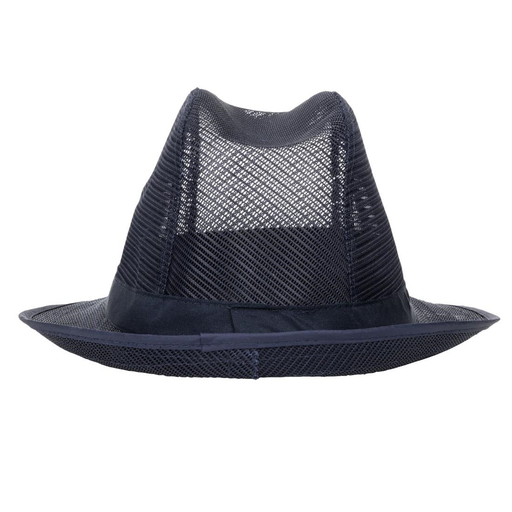 Chapeau Trilby bleu marine avec résille L