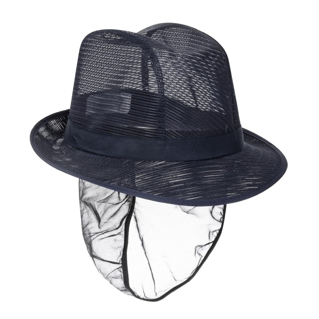 Chapeau Trilby bleu marine avec résille M