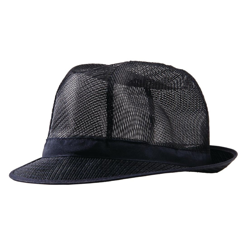 Chapeau Trilby bleu marine avec résille S