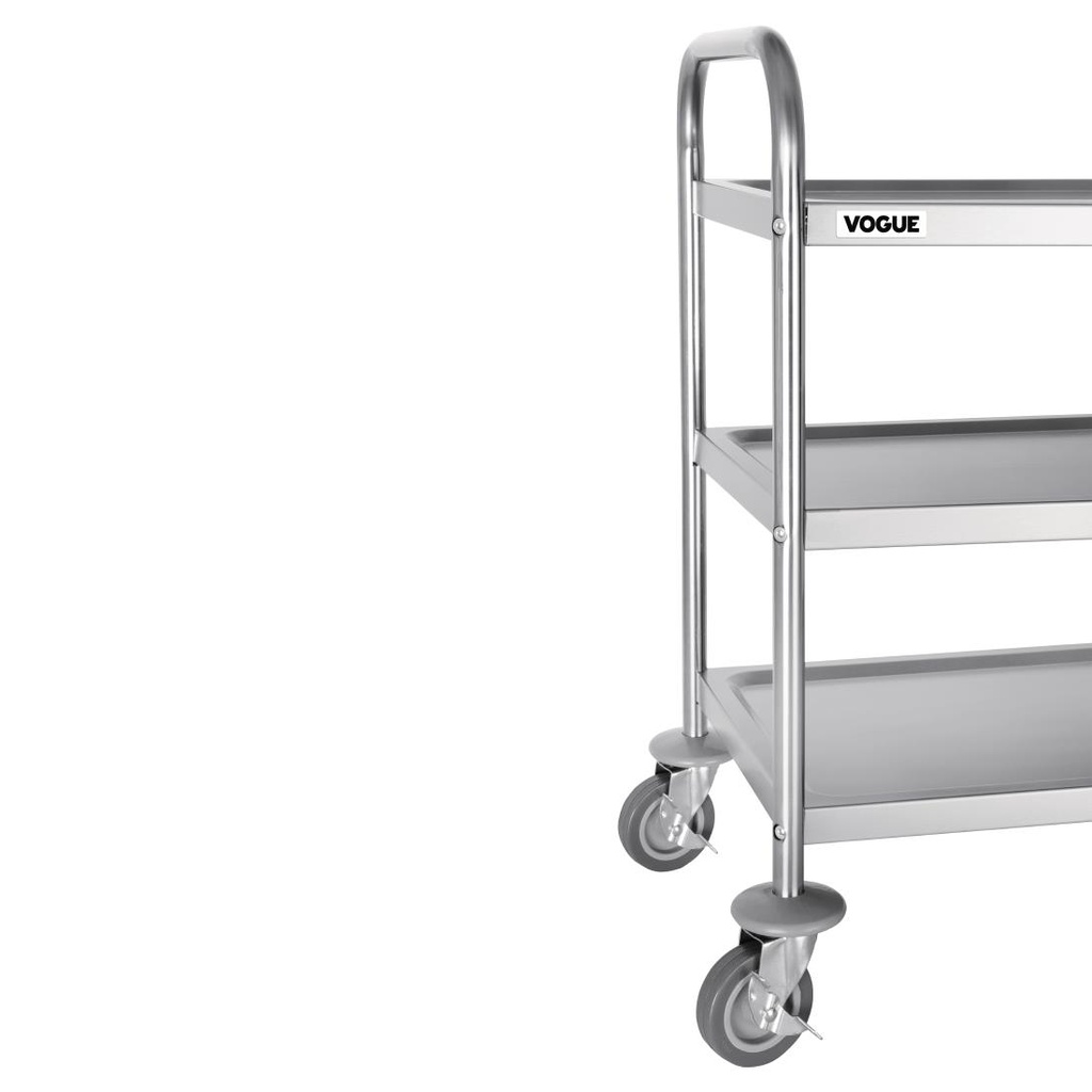 Chariot de débarrassage inox 3 niveaux petite taille Vogue