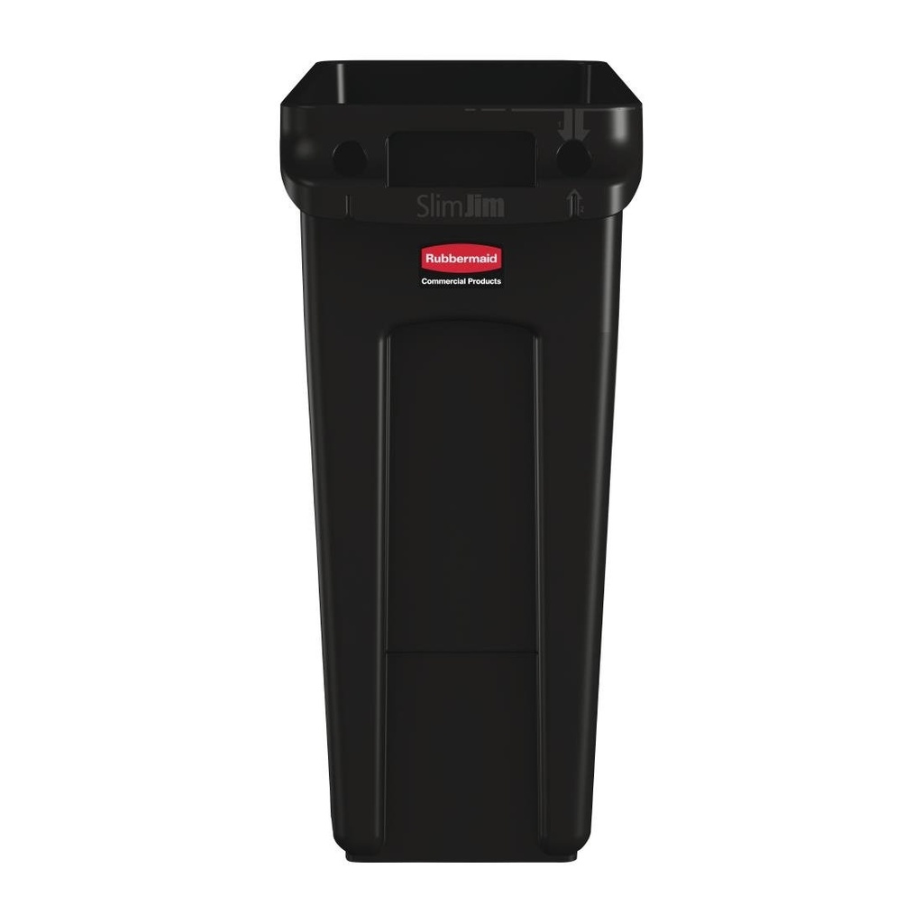 Collecteur de recyclage avec conduits d'aération Rubbermaid Slim Jim noir 60L