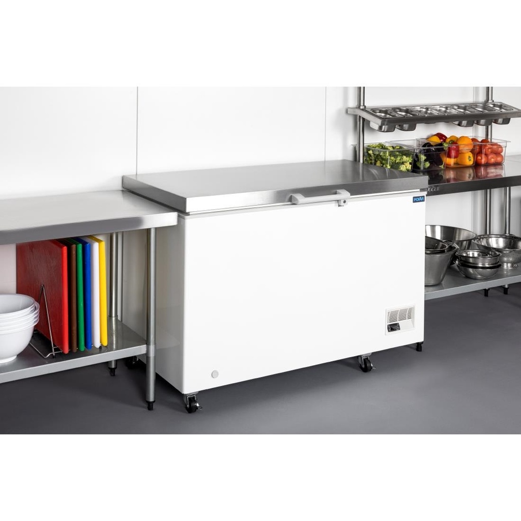 Congélateur coffre avec couvercle inox Polar Série G 378L