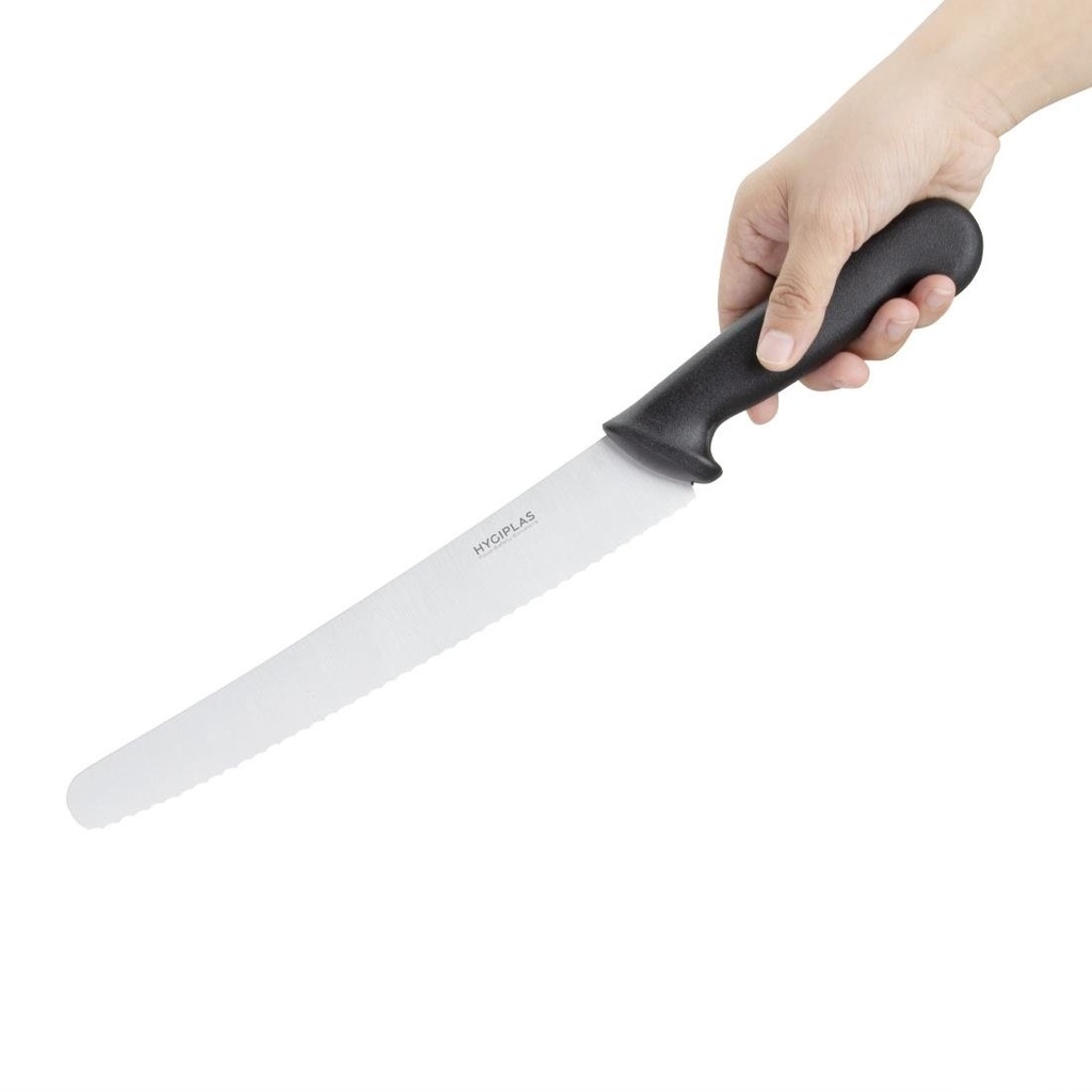 Couteau à pâtisserie denté Hygiplas noir 250mm