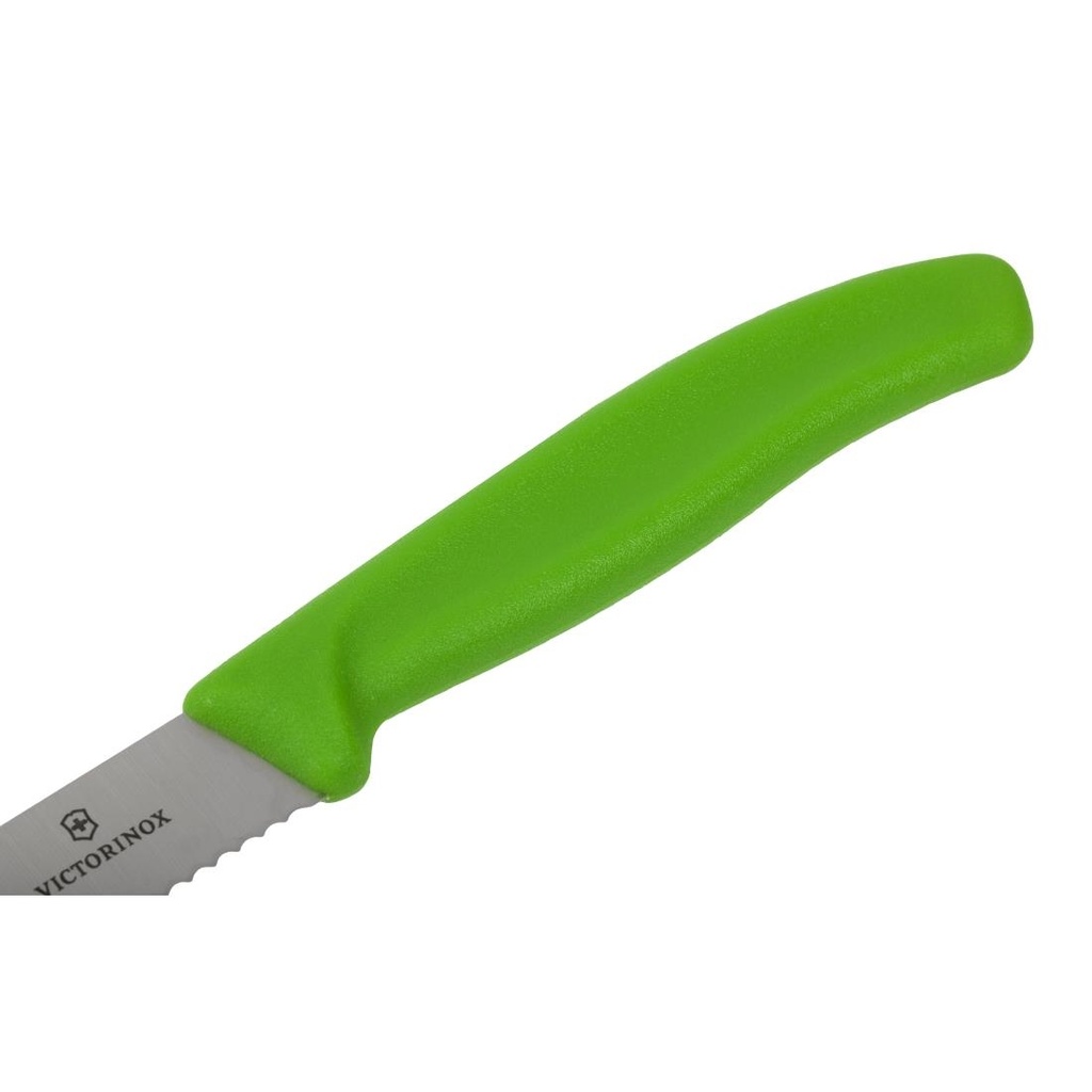 Couteau à tomate lame dentée Victorinox vert 11cm