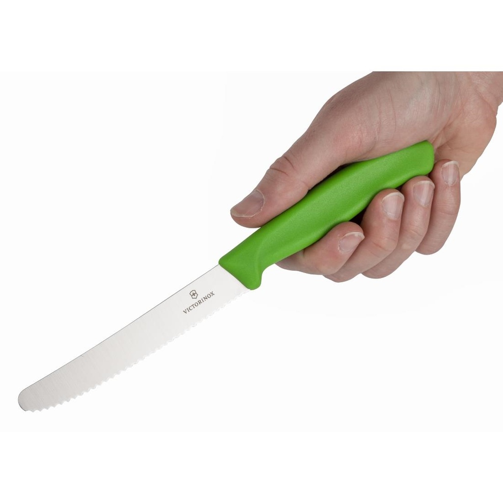 Couteau à tomate lame dentée Victorinox vert 11cm