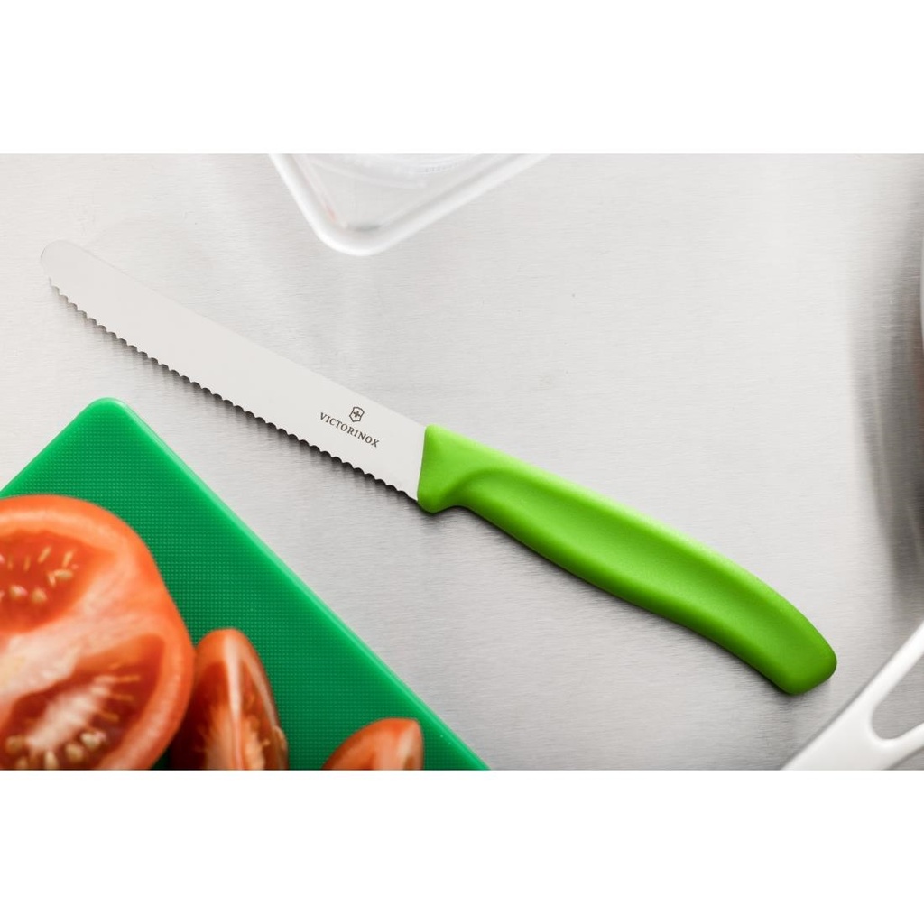 Couteau à tomate lame dentée Victorinox vert 11cm