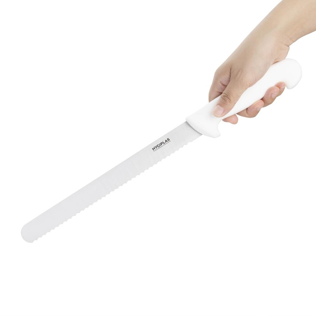 Couteau à trancher denté Hygiplas blanc 255mm