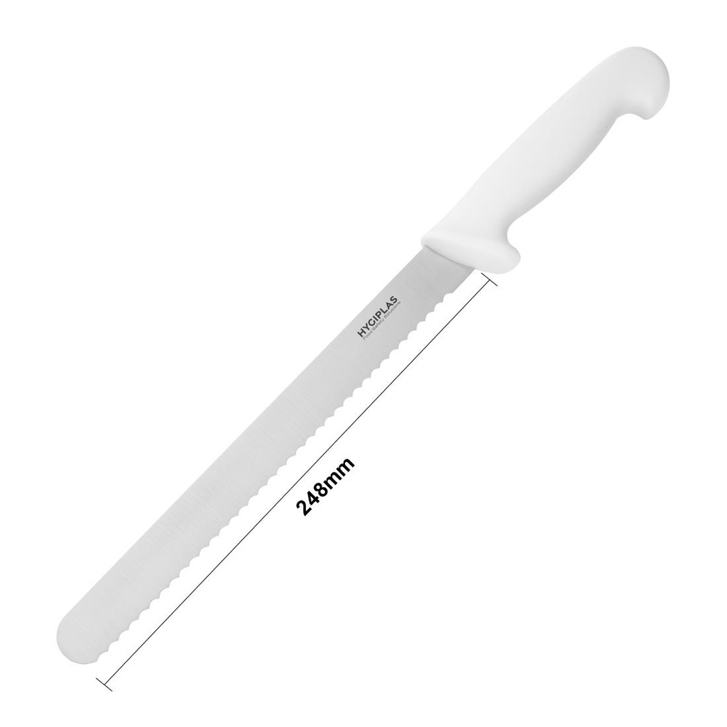 Couteau à trancher denté Hygiplas blanc 255mm