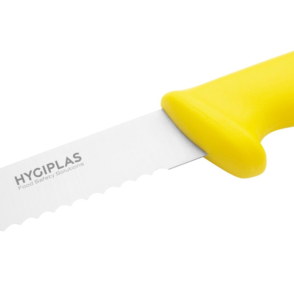 Couteau à trancher denté Hygiplas jaune 255mm