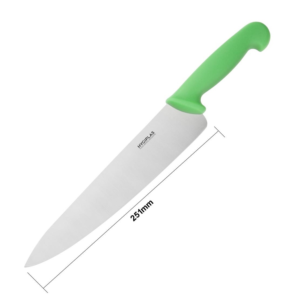 Couteau de cuisinier Hygiplas vert 255mm