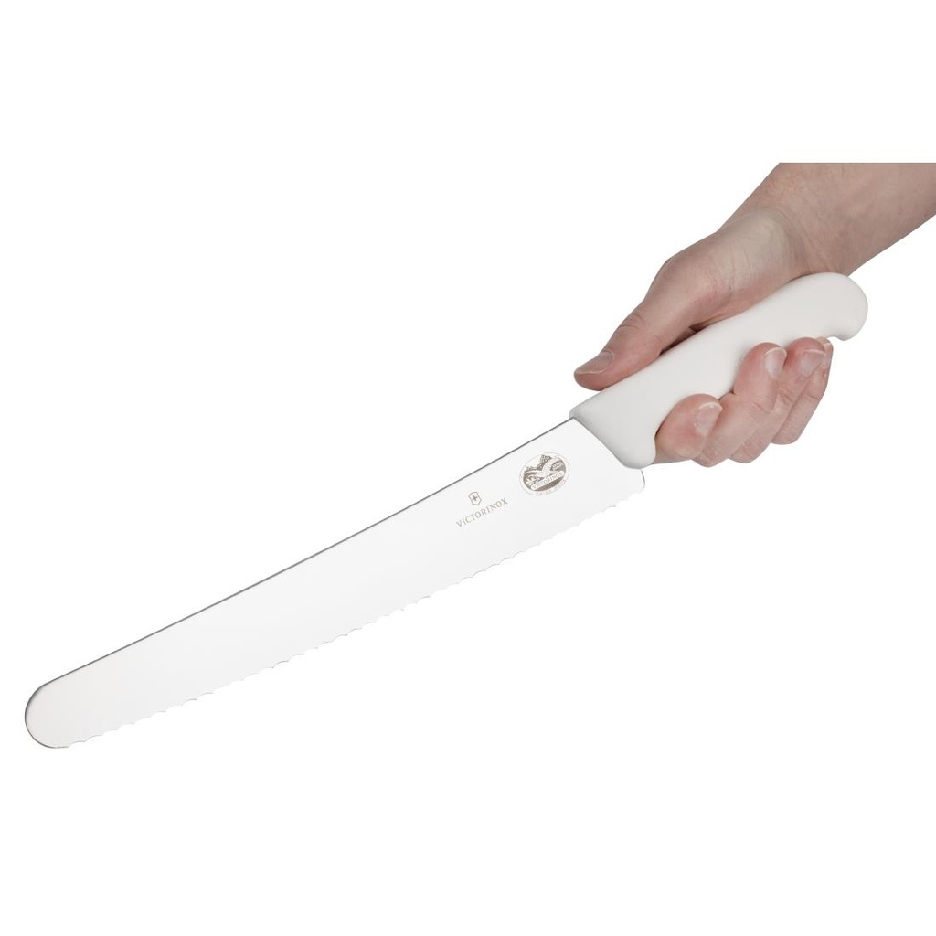 Couteau pâtissier lame dentée Victorinox blanc 26cm