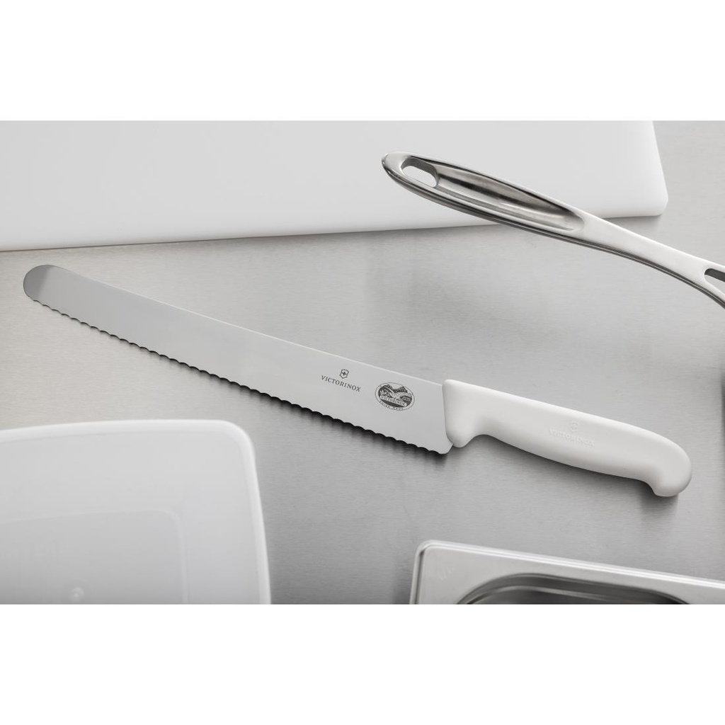 Couteau pâtissier lame dentée Victorinox blanc 26cm