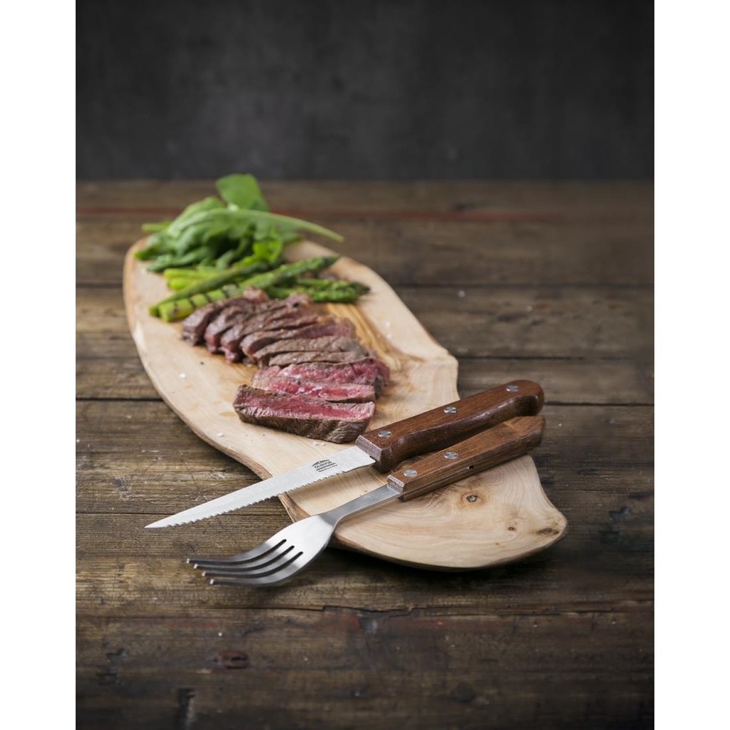 Couteaux à viande Olympia manche en bois (Lot de 12)