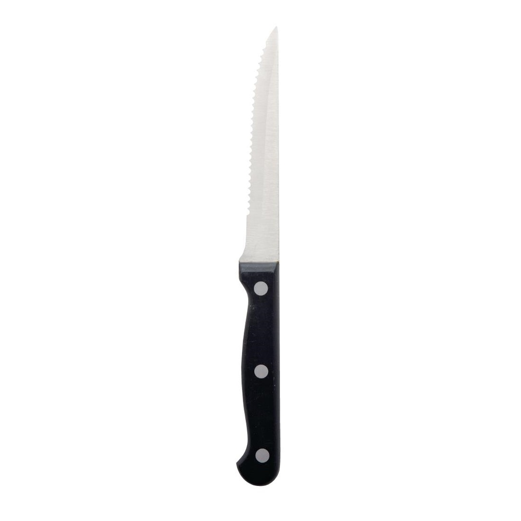 Couteaux à viande Olympia manche noir (Lot de 12)