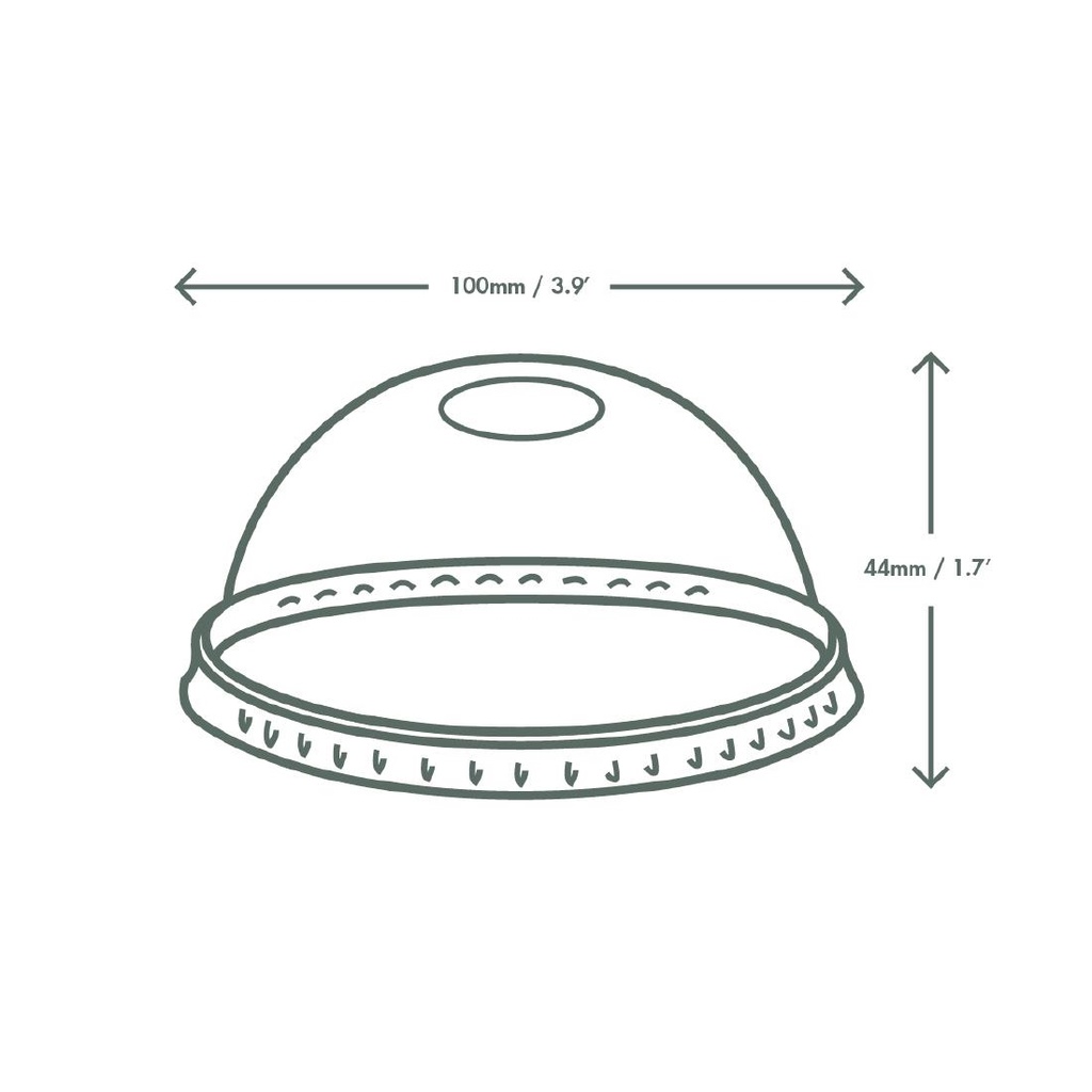 Couvercles dôme compostables avec trou pour boissons fraîches Vegware 340ml et 454ml (lot de 1000)