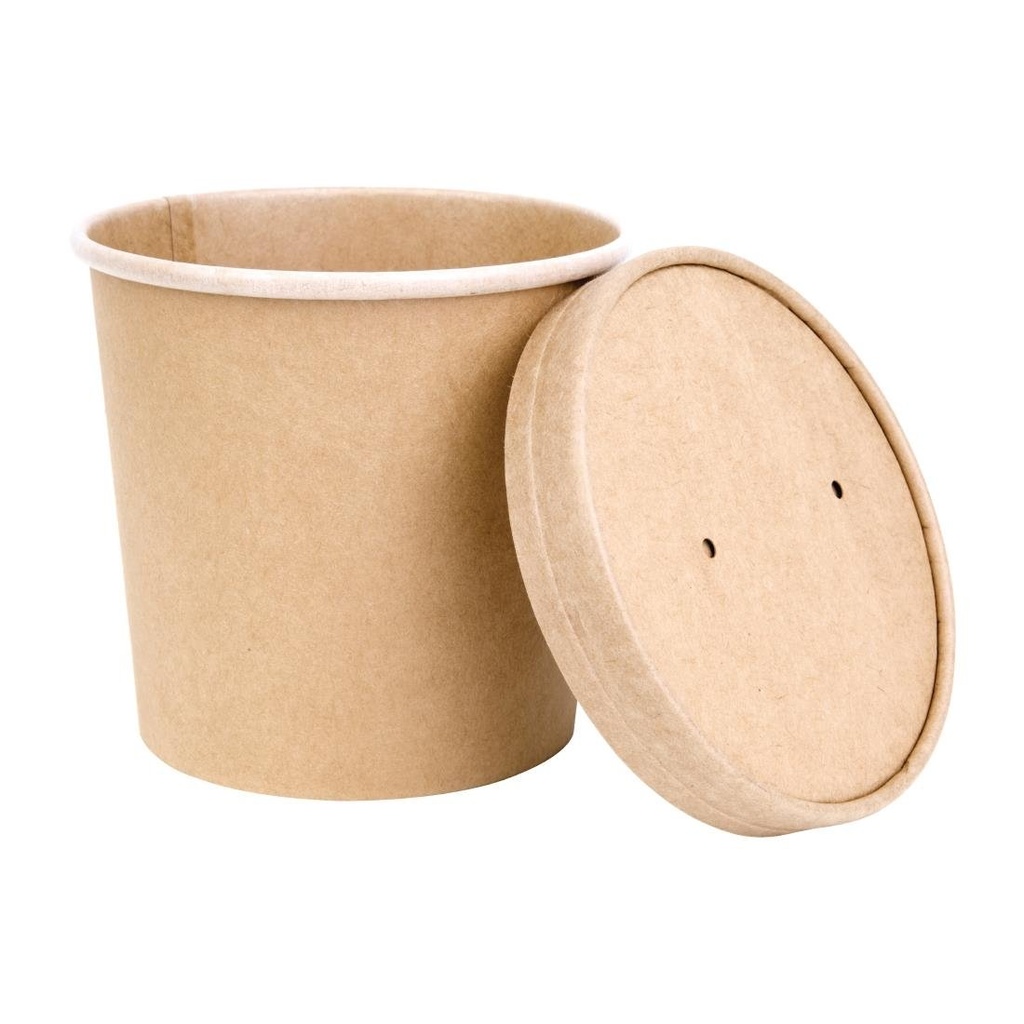 Couvercles en papier pour pots à soupe Fiesta Compostable 118mm FB166 et FB168 (Lot de 500)