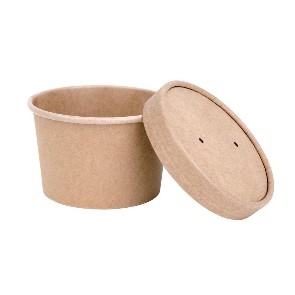 Couvercles en papier pour pots à soupe Fiesta Compostable 98mm FB160 FB162 FB164 (Lot de 500)