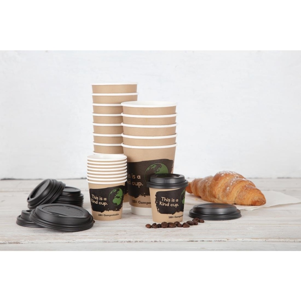 Couvercles gobelets boissons chaudes CPLA compostables Fiesta Compostable 340 ml (lot de 1000)