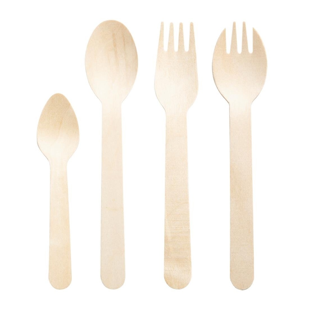 Cuillères en bois emballées individuellement Fiesta Compostable (lot de 500)