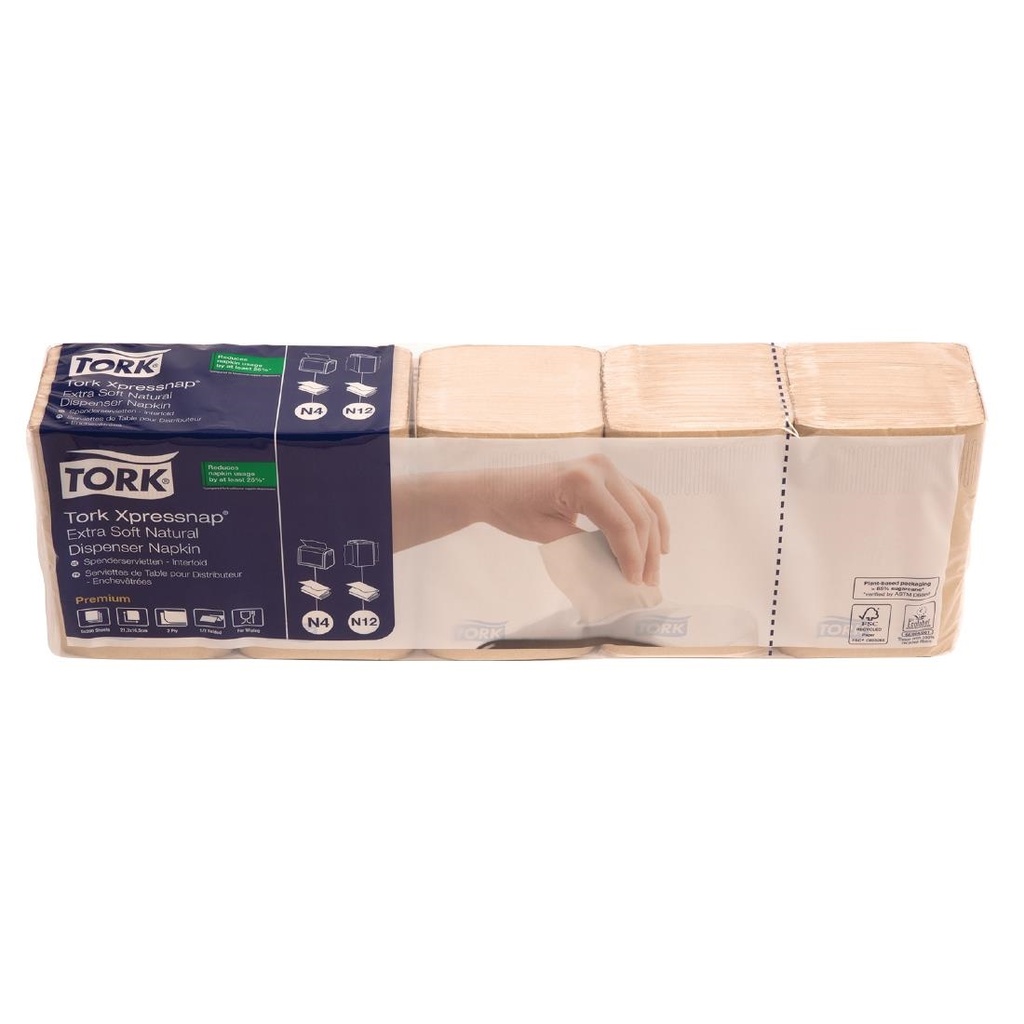 Distributeur de serviettes recyclées Tork Xpressnap 2 plis pliage1/2 (lot de 8x1000)