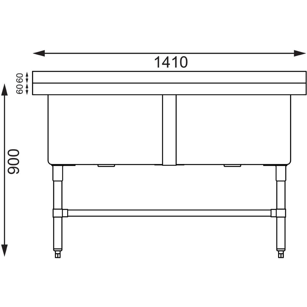 Double évier profond Vogue 1410 x 600mm