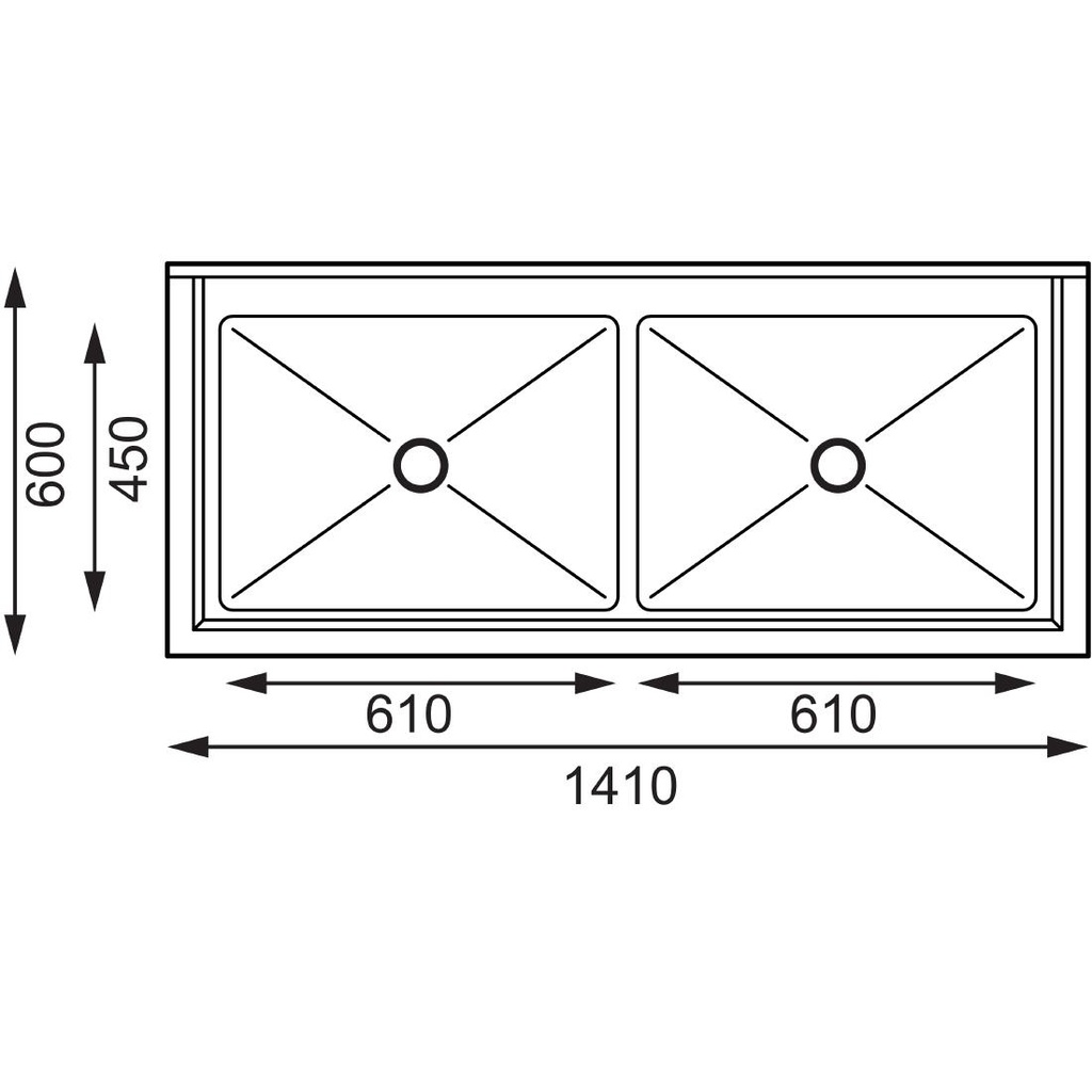 Double évier profond Vogue 1410 x 600mm