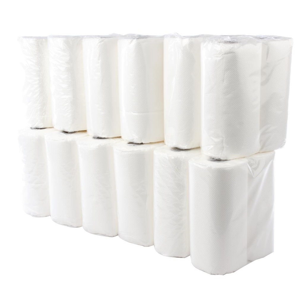 Essuie-tout blanc 2 plis Jantex 11,5m (lot de 24)