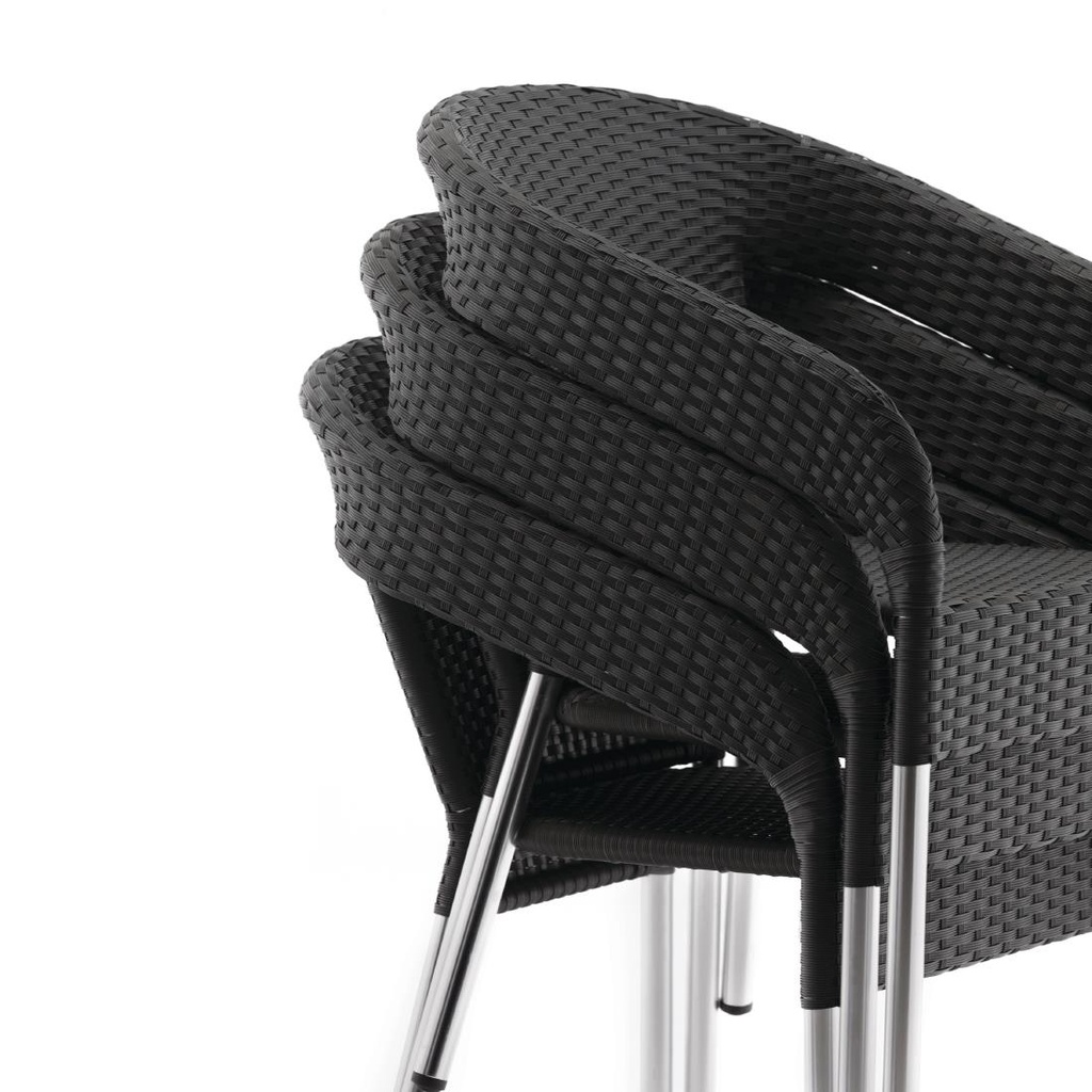 Fauteuils enveloppants bistro en rotin PE anthracite Bolero (lot de 4)