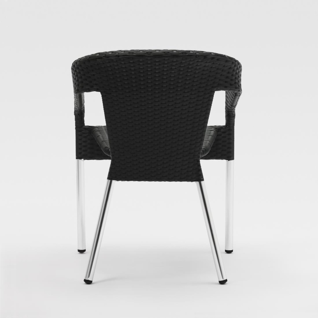 Fauteuils enveloppants bistro en rotin PE anthracite Bolero (lot de 4)